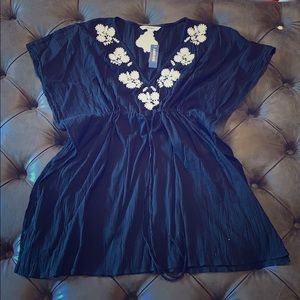 Swimsuit cover up with drawstring